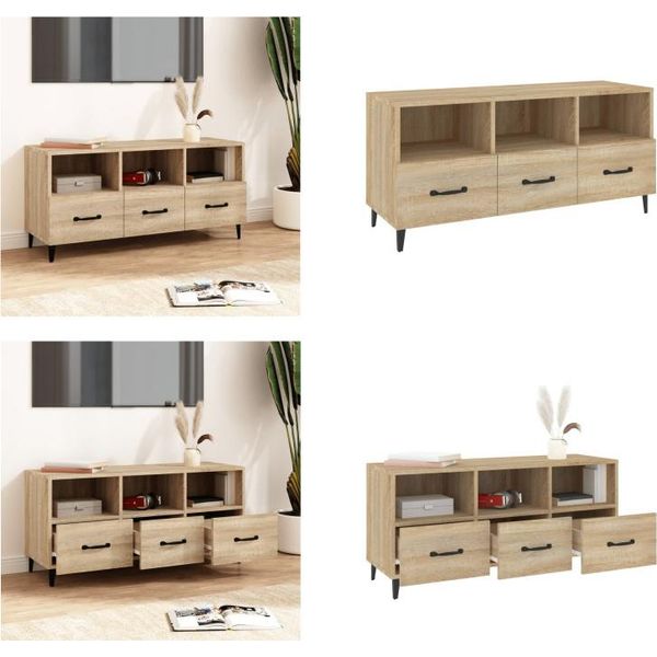 Mobile Tv Vidaxl Rovere Sonoma 102X35X50 Cm Materiale A Base Di Legno - Mobile Tv - Mobili Tv - Porta Tv-image