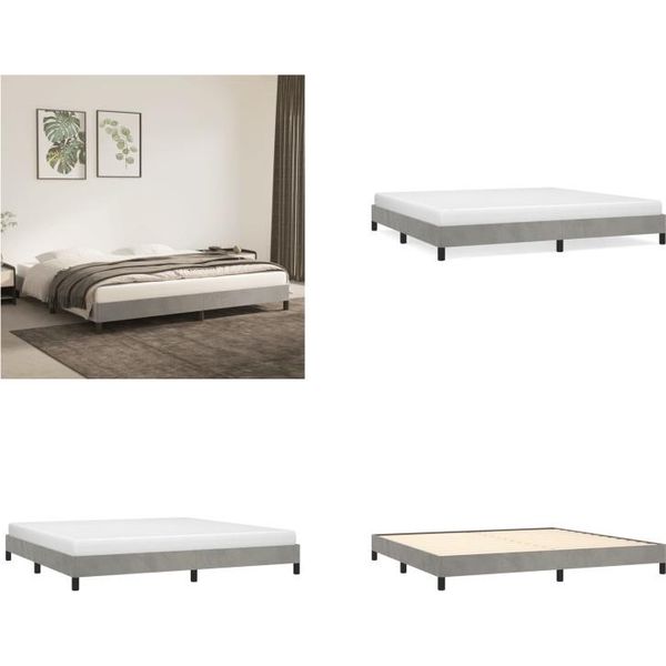 Vidaxl Struttura Letto Grigio Chiaro 200X200 Cm In Velluto - Struttura Letto - Cornici Letto - Struttura Letto - Letto-image