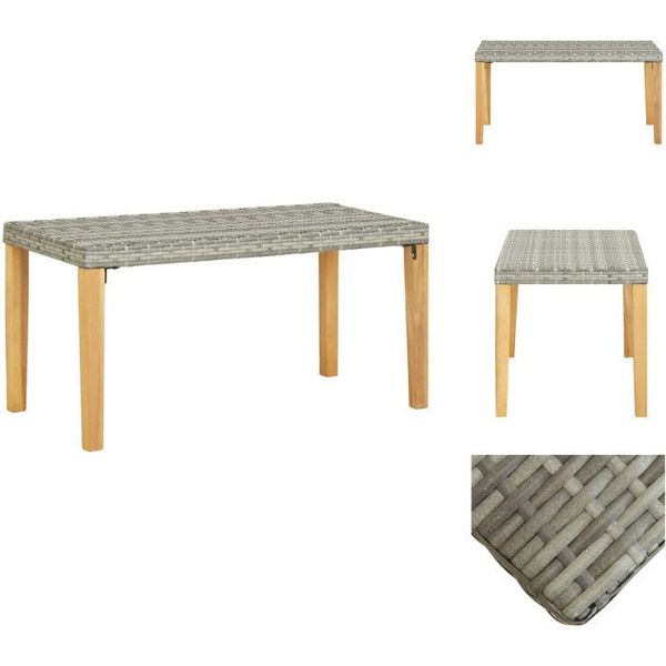 Vidaxl Panchina Da Giardino 120 Cm In Poly Rattan Grigio E Legno Massiccio Di Acacia - Panchine Da Giardino-image