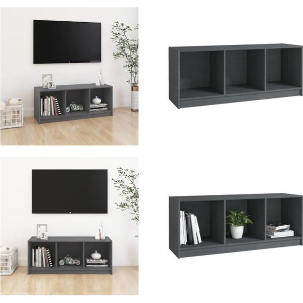 Vidaxl Mobile Tv Grigio 104X33X41 Cm In Legno Di Pino Massiccio - Mobile Tv - Mobili Tv - Mobili Tv - Mobili Tv-image