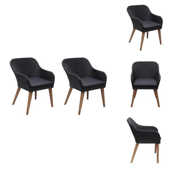 Vidaxl Sedie Da Giardino Con Cuscini 2 Pz. Poly Rattan Nero - Sedie Da Giardino-image
