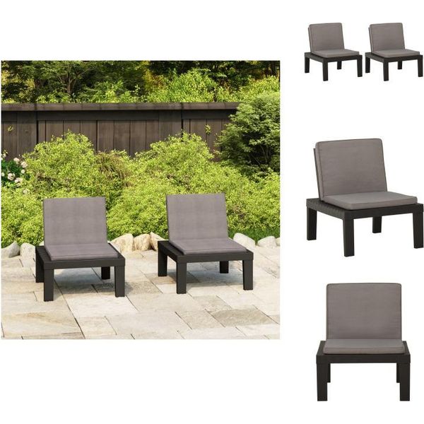 Vidaxl Sedie Da Giardino Con Cuscini 2 Pz. Plastica Grigia - Sedie Da Giardino-image