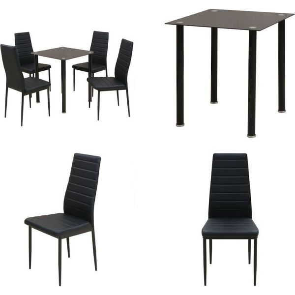 Vidaxl 5 Pezzi Gruppo Da Pranzo Tavolo Da Pranzo Con Sedie Nero - Tavolo Da Pranzo Con Sedie - Tavoli Da Pranzo Con Sedie - Gruppo Di Seduta - Gruppo Da Pranzo-image