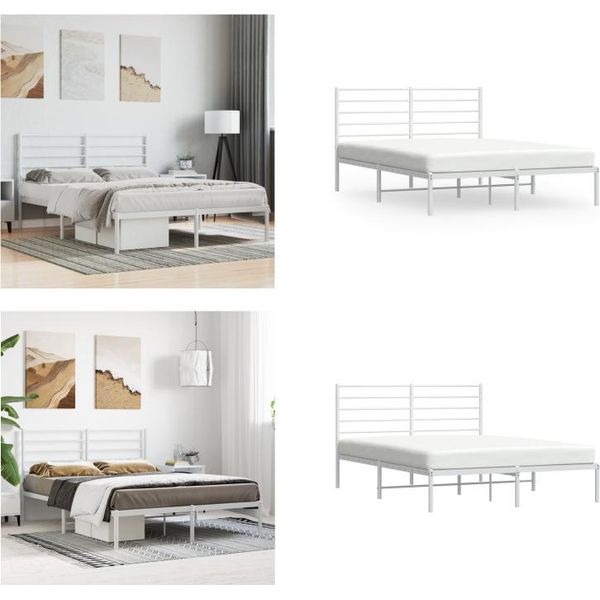 Vidaxl Struttura Letto Con Testata In Metallo Bianco 120X190 Cm - Struttura Letto - Cornici Letto - Struttura Letto - Letto-image