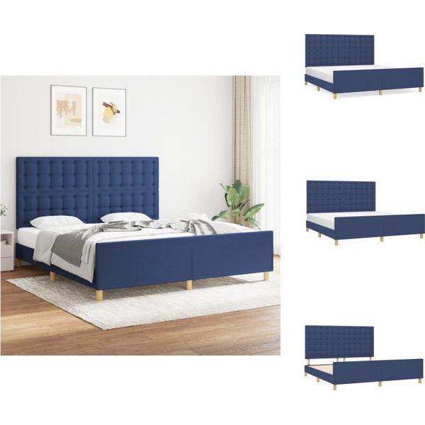 Vidaxl Struttura Letto Con Testiera In Tessuto Blu 180X200 Cm - Letti E Strutture Letto-image