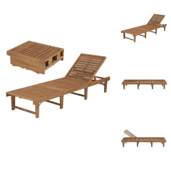 Vidaxl Lettino Pieghevole In Legno Massiccio Di Acacia - Lettini Prendisole-image