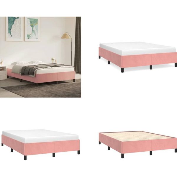 Vidaxl Struttura Letto Rosa 140X190 Cm In Velluto - Struttura Letto - Cornici Letto - Struttura Letto - Letto-image