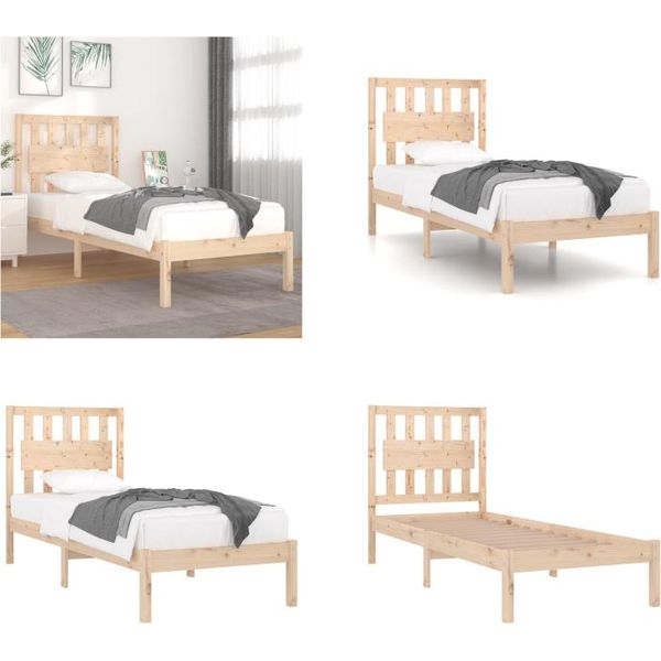 Vidaxl Letto In Legno Massiccio Di Pino 90X200 Cm - Struttura Letto - Cornici Letto - Letto - Letto Singolo-image