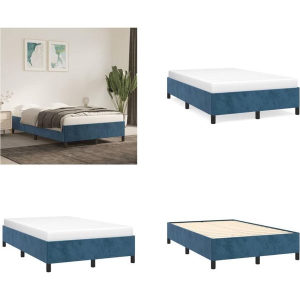 Vidaxl Struttura Letto Blu Scuro 120X200 Cm In Velluto - Struttura Letto - Cornici Letto - Struttura Letto - Letto-image