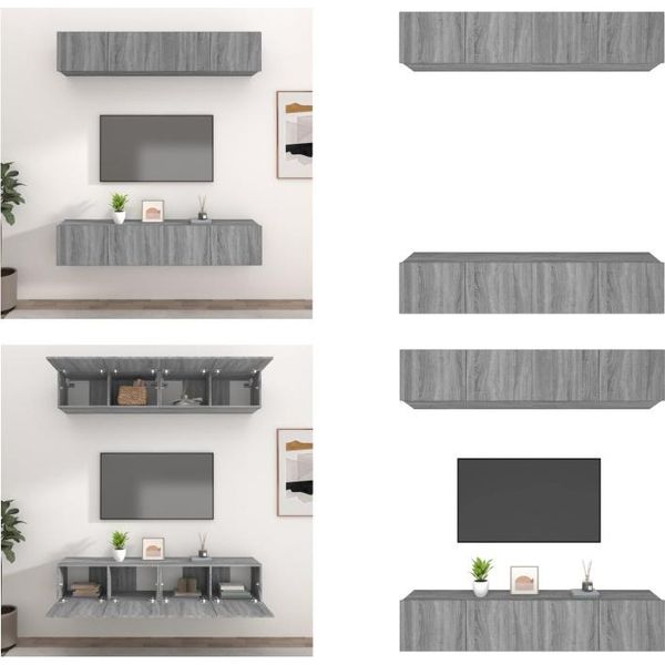 Vidaxl Mobili Tv 4 Pz. Grigio Sonoma 80X30X30 Cm Materiale A Base Di Legno - Mobile Tv - Mobile Tv - Mobile Tv A Parete - Mobile Tv-image