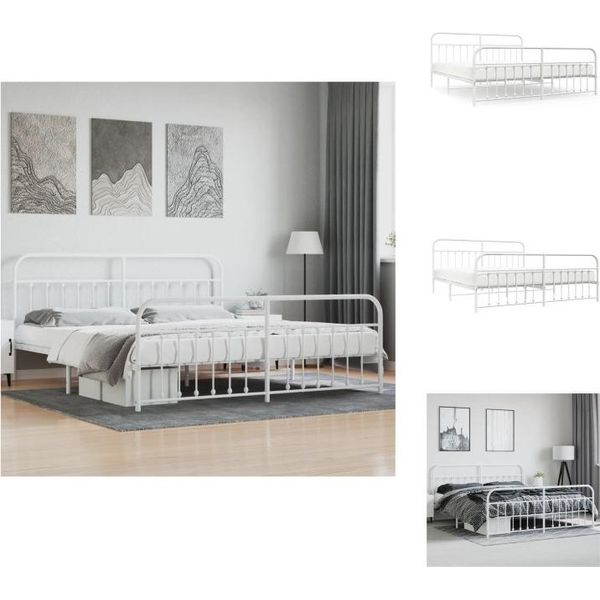 Vidaxl Struttura Letto Con Testiera E Pediera In Metallo Bianco 200X200 Cm - Letti E Strutture Letto-image