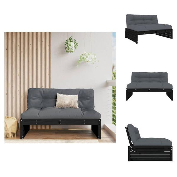 Vidaxl Divano Centrale Nero 120X80 Cm In Legno Di Pino Massiccio - Elementi Per Divani Da Giardino-image