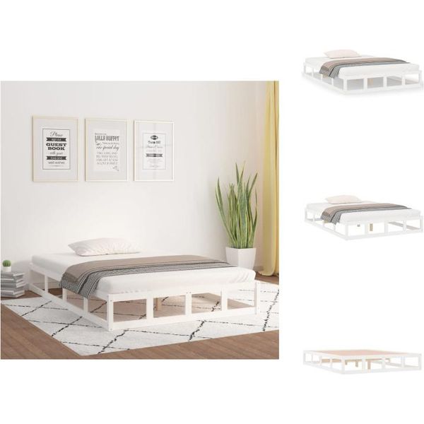 Vidaxl Letto In Legno Massiccio Bianco 140X200 Cm - Letti & Reti-image