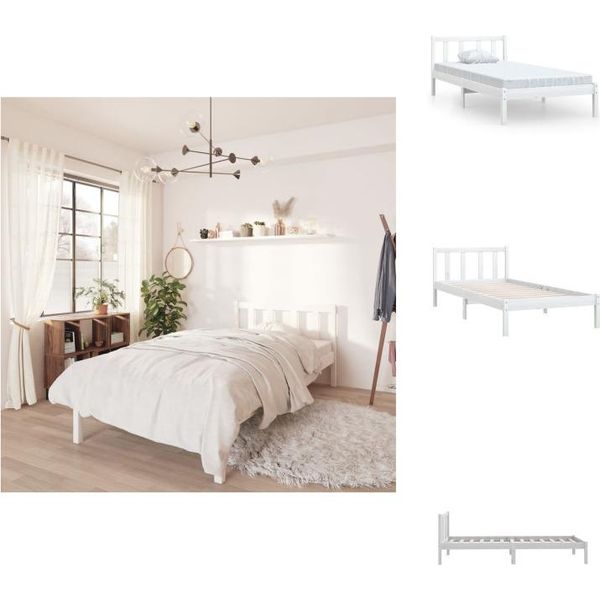 Vidaxl Letto In Legno Massiccio Di Pino Bianco 75X190 Cm - Letti E Strutture Letto-image