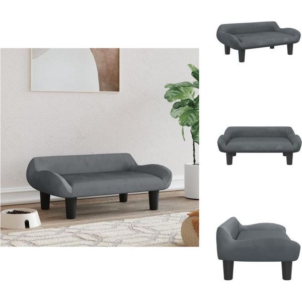Vidaxl Letto Per Cani Grigio Scuro 70X40X24 Cm In Velluto - Letti Per Cani-image