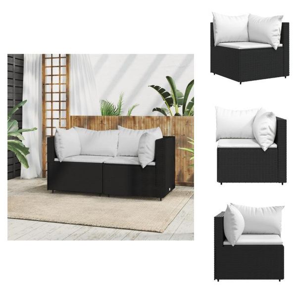 Vidaxl Divano Da Giardino Angolare Con Cuscini In Poly Rattan Nero - Divani Da Giardino-image