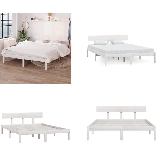 Vidaxl Letto In Legno Massiccio Bianco 120X190 Cm - Struttura Letto - Letto - Struttura Letto In Legno-image