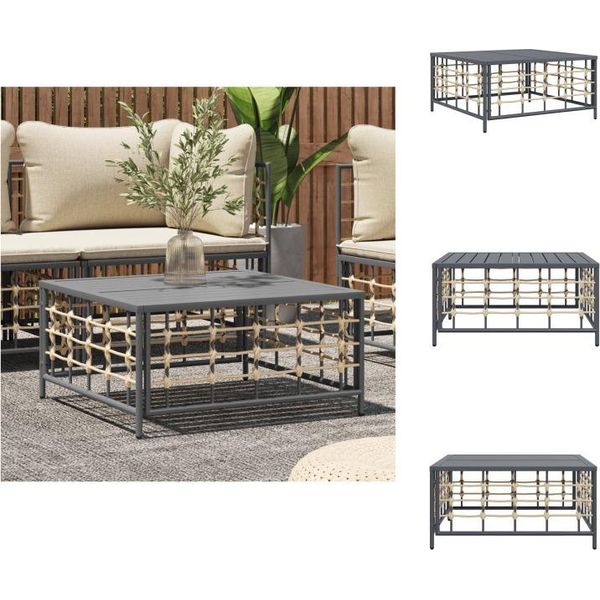 Vidaxl Tavolo Da Giardino Antracite 70X70X34 Cm In Poly Rattan - Elementi Per Divani Da Giardino-image