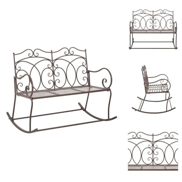Vidaxl Panchina Da Giardino 104 Cm In Ferro Marrone Antico - Panchine Da Giardino-image