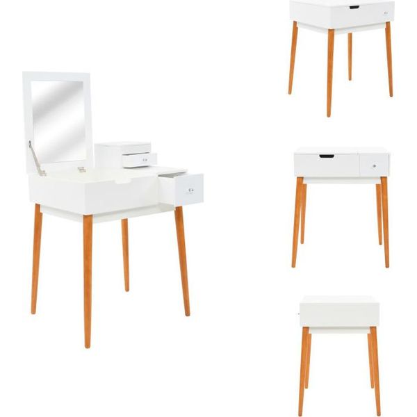 Vidaxl Tavolino Da Toilette Con Specchio Mdf 60 X 50 X 86 Cm - Tavolini Da Toilette-image