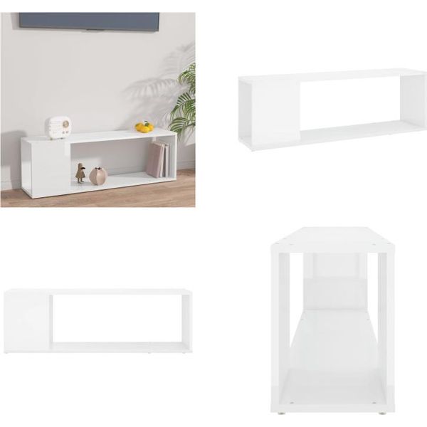 Mobile Tv Vidaxl Bianco Lucido 100X24X32 Cm Materiale A Base Di Legno - Mobile Tv - Mobili Tv - Mobili Tv - Mobili Tv-image