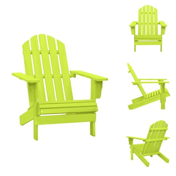 Vidaxl Sedia Da Giardino Adirondack In Legno Massiccio Di Abete Verde - Sedie Da Giardino-image