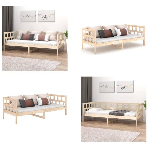 Vidaxl Letto Da Giorno In Pino Massiccio 90X190 Cm - Letto Da Giorno - Letti Da Giorno - Letto Da Giorno In Legno - Letto Da Giorno In Legno Massiccio-image