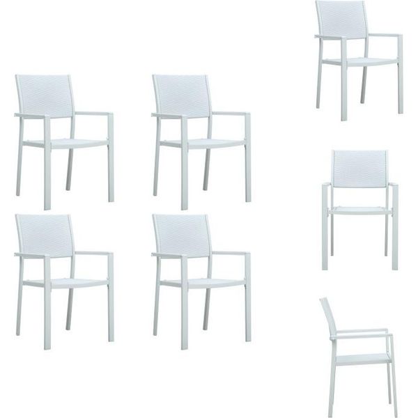 Vidaxl Sedie Da Giardino 4 Pz. Plastica Bianca Effetto Rattan - Sedie Da Giardino-image