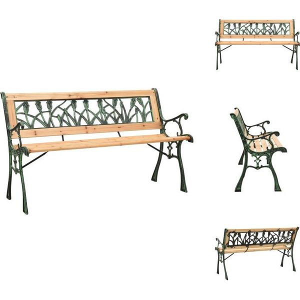 Vidaxl Panchina Da Giardino 122 Cm In Ghisa E Legno Massiccio Di Abete - Panchine Da Giardino-image