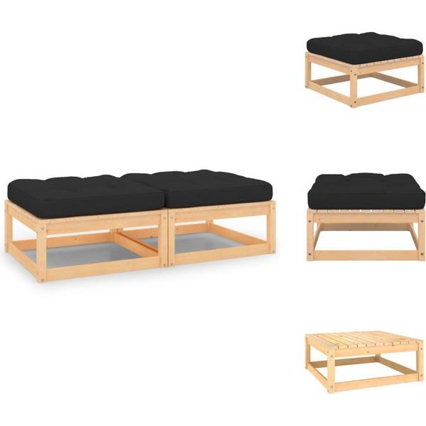 Vidaxl Poggiapiedi Da Giardino Con Cuscino 2 Pz. Legno Di Pino Massiccio - Elementi Per Divani Da Giardino-image