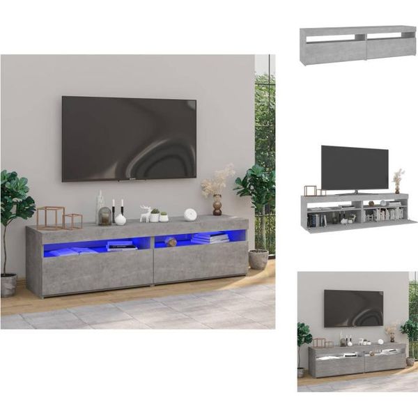 Vidaxl Mobili Tv 2 Pezzi Con Luci Led Grigio Cemento 75X35X40 Cm - Mobili Tv-image