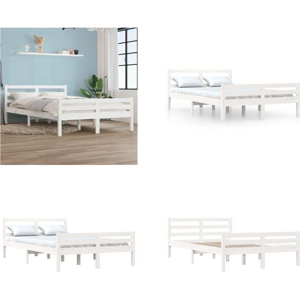 Vidaxl Letto In Legno Massiccio Bianco 135X190 Cm - Struttura Letto - Letto - Struttura Letto In Legno-image
