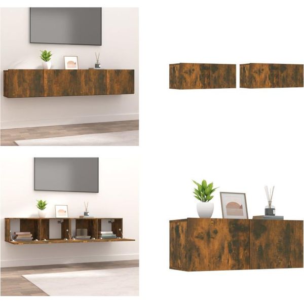 Vidaxl Mobili Tv 2 Pz. Rovere Fumé 80X30X30 Cm Materiale A Base Di Legno - Mobile Tv - Mobile Tv - Mobile Tv - Supporto Tv-image