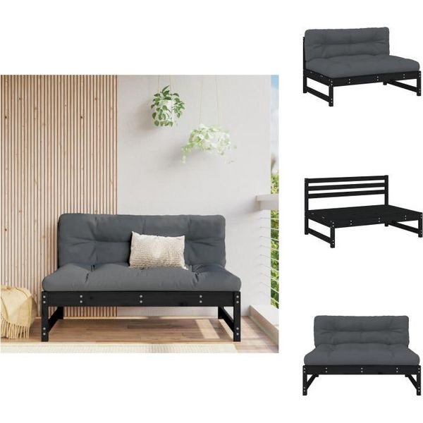 Vidaxl Divano Centrale Nero 120X80 Cm In Legno Di Pino Massiccio - Elementi Per Divani Da Giardino-image
