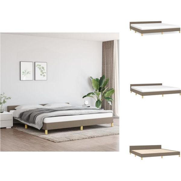 Vidaxl Struttura Letto Con Testiera In Tessuto Taupe 200X200 Cm - Letti E Strutture Letto-image
