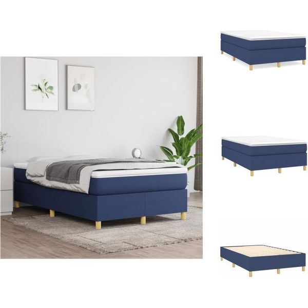 Vidaxl Letto Boxspring Blu 120X200 Cm In Tessuto - Letti E Strutture Letto-image