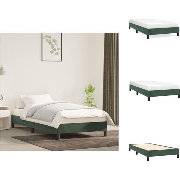 Vidaxl Struttura Letto Verde Scuro 100X200 Cm In Velluto - Letti E Strutture Letto-image