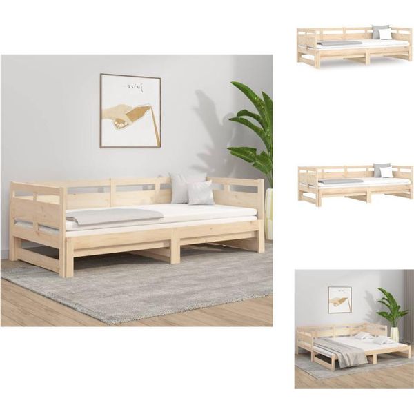 Vidaxl Letto Da Giorno Allungabile In Pino Massiccio 2X(90X190) Cm - Letti E Strutture Letto-image