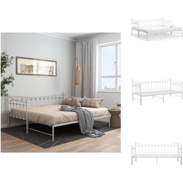 Vidaxl Struttura Per Divano Letto Allungabile In Metallo Bianco 90X200 Cm - Letti E Strutture Letto-image