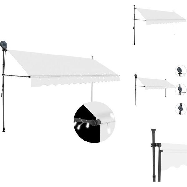 Vidaxl Tenda Da Sole Retrattile A Comando Manuale Con Led 400 Cm Crema - Tende Da Sole-image