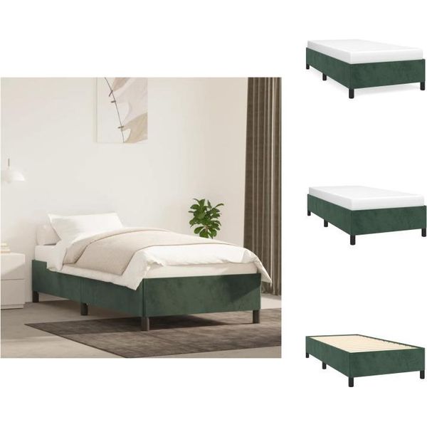 Vidaxl Struttura Letto Verde Scuro 80X200 Cm In Velluto - Letti E Strutture Letto-image