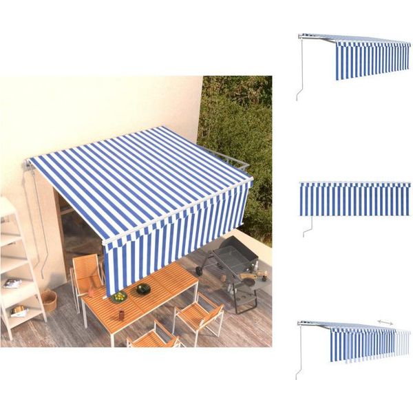 Vidaxl Tenda Da Sole Automatica A Scomparsa Con Mantovana 4X3 M Blu E Bianco - Tende Da Sole-image