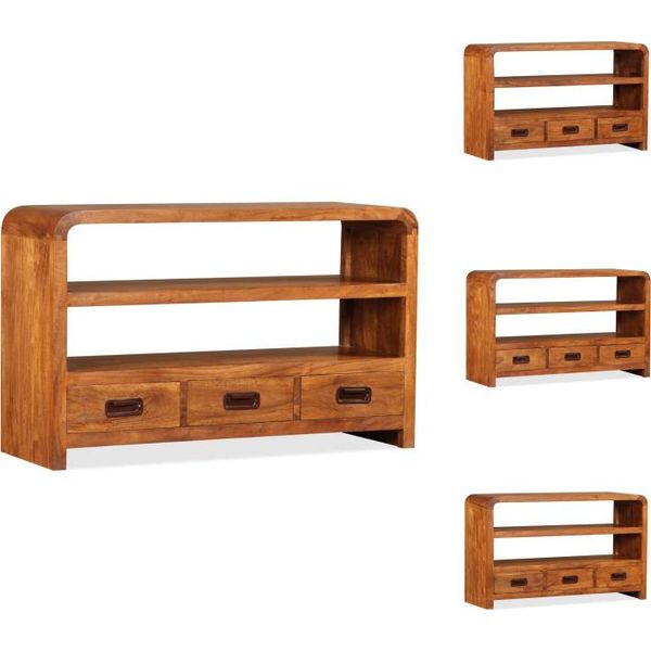 Vidaxl Mobile Tv In Legno Massiccio Di Acacia 90X30X55 Cm - Mobili Tv-image