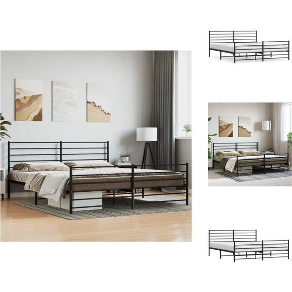Vidaxl Struttura Letto Con Testiera E Pediera In Metallo Nero 200X200 Cm - Letti E Strutture Letto-image