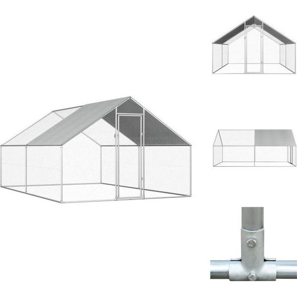 Vidaxl Gabbia Per Polli Da Esterno 2,75X4X1,92 M Acciaio Zincato - Habitat E Recinti Per Piccoli Animali-image
