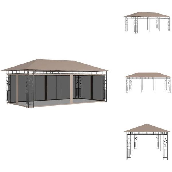 Vidaxl Padiglione Con Zanzariera 6X3X2,73 M Taupe 180 G/M² - Padiglioni E Tende Per Feste-image