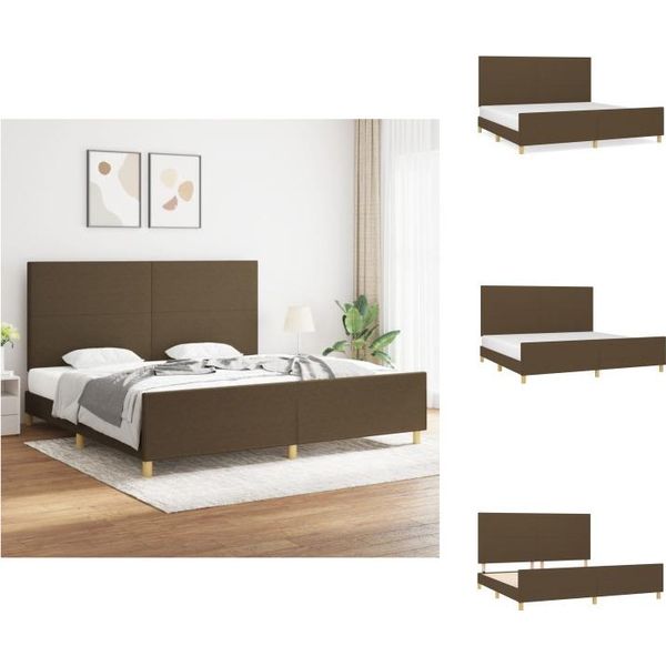 Vidaxl Struttura Letto Con Testiera In Tessuto Marrone Scuro 200X200 Cm - Letti E Strutture Letto-image