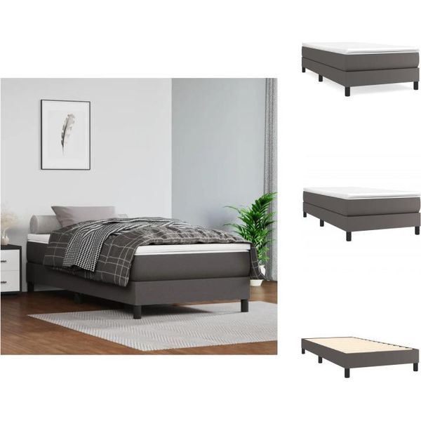 Vidaxl Letto A Molle Insacchettate Grigio 80X200 Cm In Pelle Finta - Letti E Strutture Letto-image
