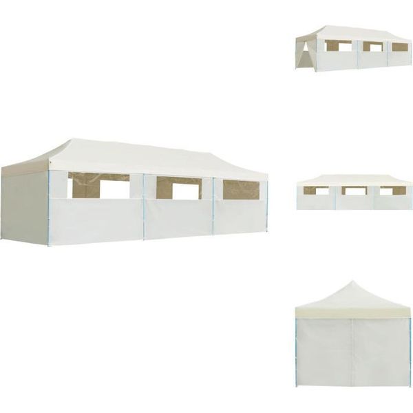 Vidaxl Tenda Pieghevole Per Feste Pop-Up Con 8 Pareti Laterali 3 X 9 M Crema - Padiglioni E Tende Per Feste-image