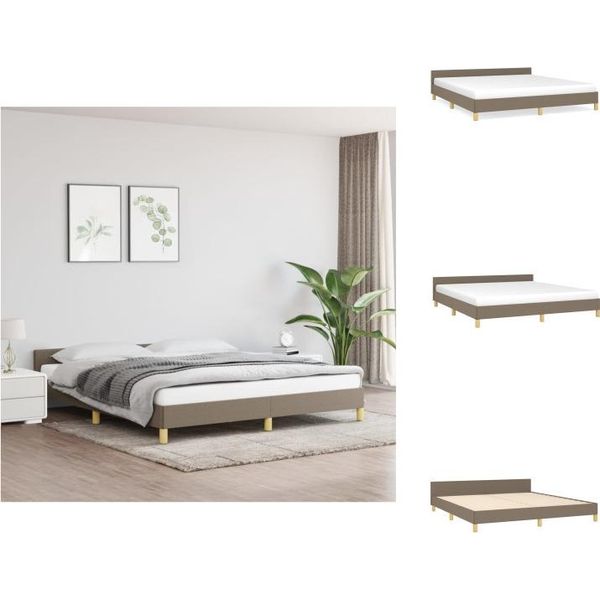 Vidaxl Struttura Letto Con Testiera In Tessuto Taupe 180X200 Cm - Letti E Strutture Letto-image
